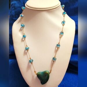 Ceramic Heart Pendant Necklace Signed Bead Of The Soul